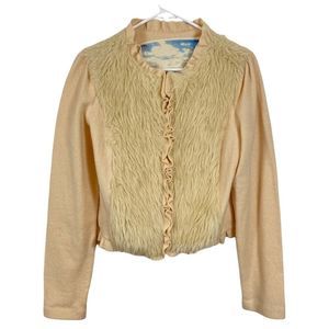 Anthropologie Moth Icing Age Cream 100% Wool Silk Lining  cardigan jacket S-413